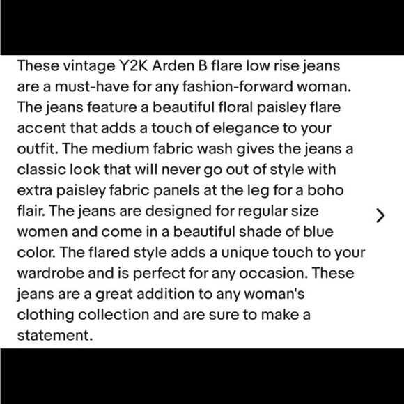 Vintage Arden B flare legs boho jeans with paisley accents - Picture 8 of 10